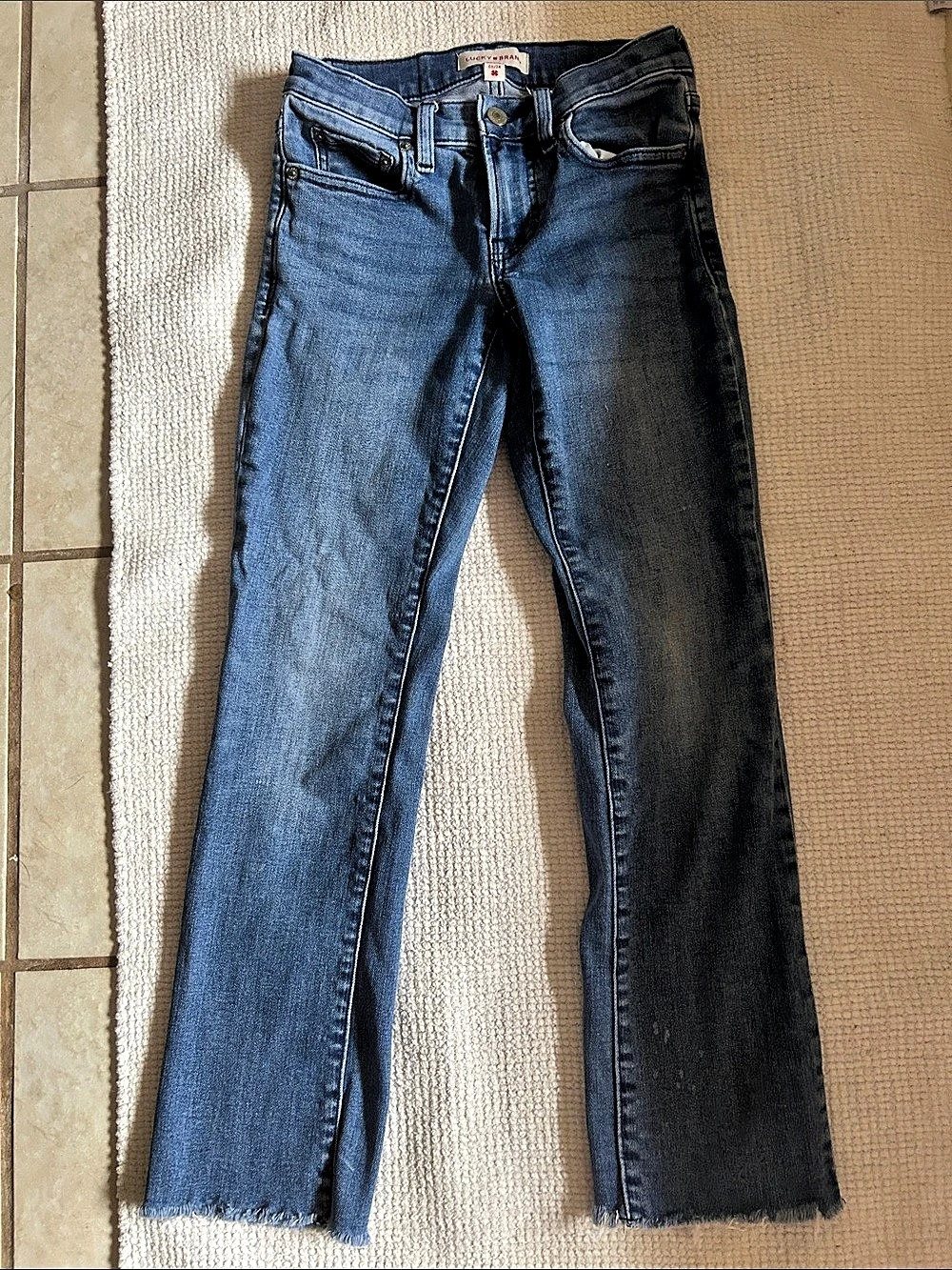 Lucky Brand Sweet Rise Crop Straight Leg Jeans Blue & Black Waist 24